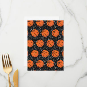 Menu Joueur de Basket Sport Balle Élégant Noir Paillett