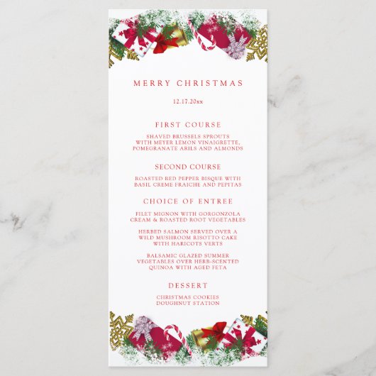 Menu Joyeuse fête de Noël (Devant)