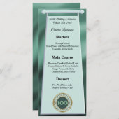 Menu Joyeux 100e anniversaire Parties scintillant verte (Devant / Derrière)