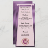 Menu Joyeux 18e anniversaire Rose Parties scintillant o (Devant / Derrière)