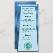 Menu Joyeux 18e anniversaire Turquoise Blue Parties sci (Devant / Derrière)