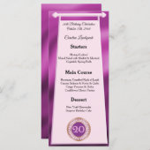 Menu Joyeux 20e anniversaire Pink Parties scintillant F (Devant / Derrière)