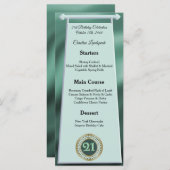 Menu Joyeux 21e anniversaire Parties scintillant verte  (Devant / Derrière)