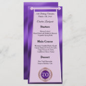 Menu Joyeux 70e anniversaire Purple Parties scintillant (Devant / Derrière)