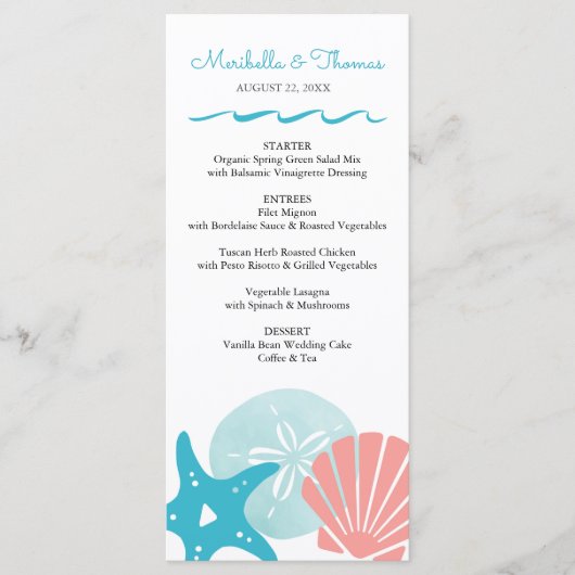 Menu Joyeux littoral | Mariage de coquillages de plage  (Devant)
