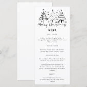 Menu Joyeux Noël Arbres Dîner Fête (Devant / Derrière)