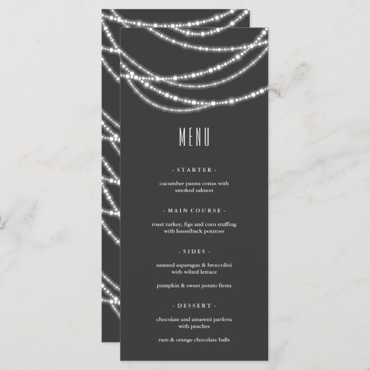 Menu Joyeux Noël Lumineux Guirlandes scintillantes Fête (Devant / Derrière)