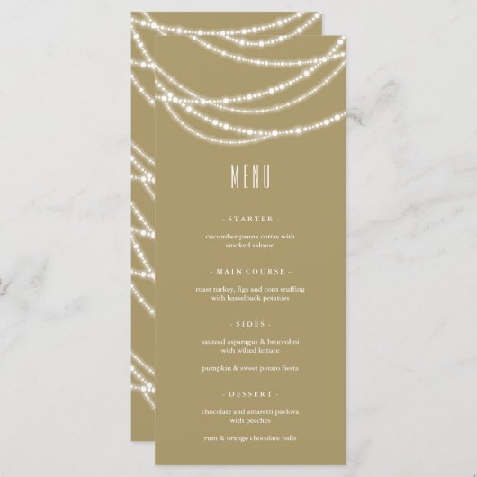 Menu Joyeux Noël Lumineux Guirlandes scintillantes Fête (Devant / Derrière)