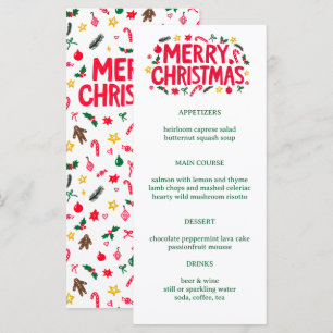 Menu Joyeux Noël Mignon PERSONNALISÉ Fête de fin d'anné