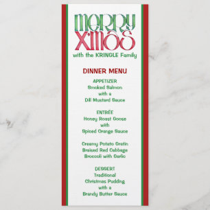 Menu Joyeux Noël vert Noël