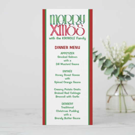 Menu Joyeux Noël vert Noël (Debout devant)