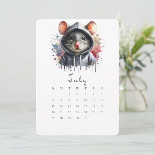 Menu Juillet Calendrier autonome Souris Souris Splash A (Debout devant)