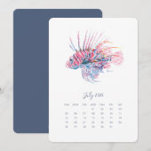 Menu Juillet Se tenir seul Calendrier Poissons tropicau (Devant / Derrière)