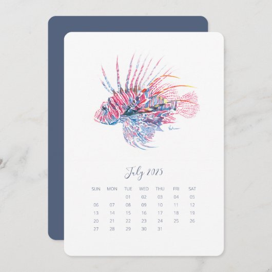 Menu Juillet Se tenir seul Calendrier Poissons tropicau (Devant / Derrière)