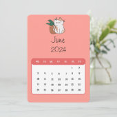 Menu Juin 2024 Stand Alone Cat Et Calendrier Plante (Debout devant)