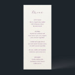 Menu Julia Plum Mariage traditionnel élégant<br><div class="desc">Menu mariage de style classique avec un design simple avec votre monogramme et le titre dans une calligraphie élégante.</div>