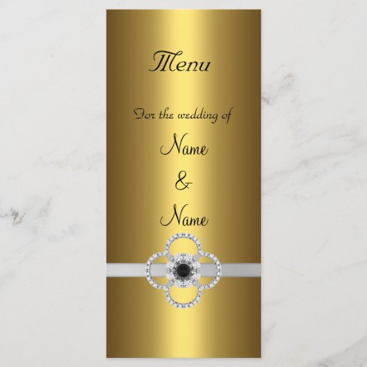 Menu Kaart Goud Zilver Zwart Juwelen Rek Kaart (Voorkant)