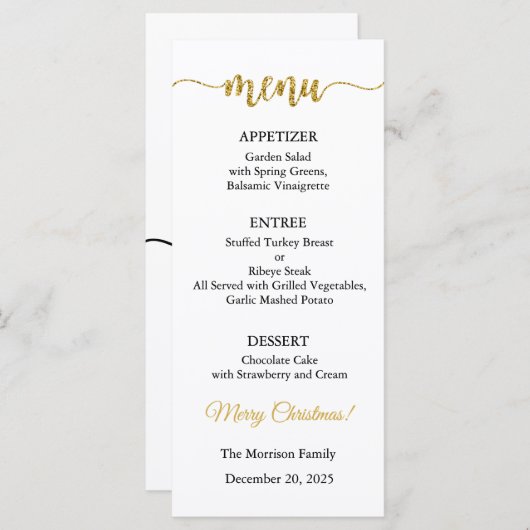 Menu kaart, Kerstmenu, Diner, Lunch (Voorkant / Achterkant)