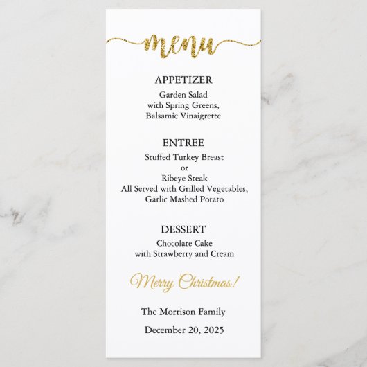 Menu Kaart, Kerstmenu, Diner, Lunch (Voorkant)