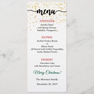 Menu Kaart, Kerstmenu, Diner, Lunch Kaart