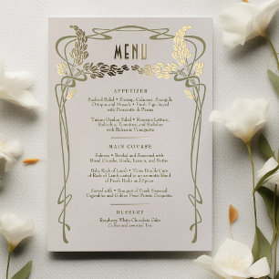 Menu Kaart Minimalist Art Nouveau Gold Foil