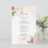 Menu-kaart Peony en Gold Foil Bloom (Staand voorkant)