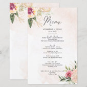 Menu-kaart Peony en Gold Foil Bloom (Voorkant / Achterkant)