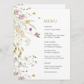 Menu Kaart Roze Gele Veldbloemen (Voorkant / Achterkant)