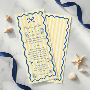 Menu kaart van het nautisch afstudeerfeest Blauw