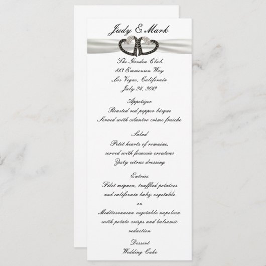 Menu Kaart Zwart-wit diamantharten (Voorkant / Achterkant)