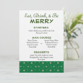 Menu Kerst Groen en Gold Stars Kaart (Staand voorkant)