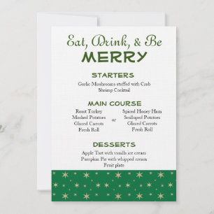 Menu Kerst Groen en Gold Stars Kaart