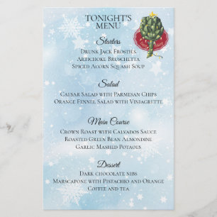 menu kerstfeestdagen bij Artichoke