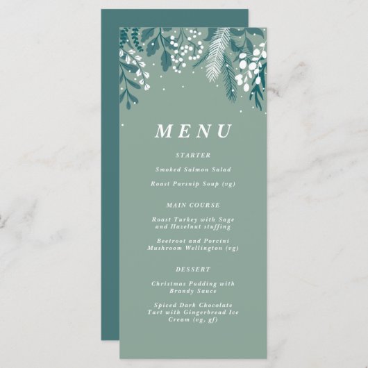 menu Kerstmis met Eucalyptus Frosted (Voorkant / Achterkant)