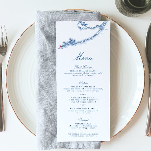 Menu Key West FL Map Élégant Mariage bleu marine