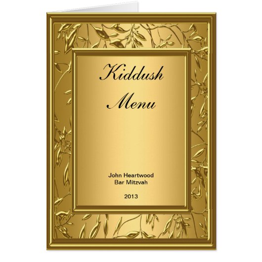 Menu Kiddush, Brunch, Bat Bar Mitswa Populair (Voorkant)