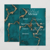 Menu Kintsugi en agate de teinte sarcelle et or (Devant / Derrière)