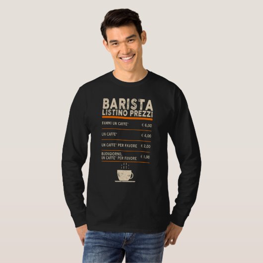 Menu Koffiebalk Barista-prijslijst T-shirt (Voorkant volledig)