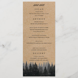Menu Kraft Arbres Pins Rustiques Hiver
