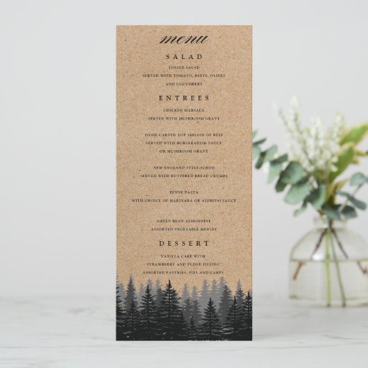 Menu Kraft Arbres Pins Rustiques Hiver (Debout devant)