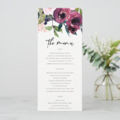MENU KRAFT BRIGHT BLUSH BURGUNDY FLORAL BUNCH MARIAGE (Debout devant)