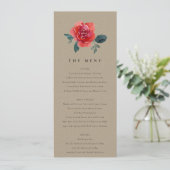 MENU KRAFT COULEUR D'EAU ROUGE VERT ROSE FLORAL MARIAGE (Debout devant)