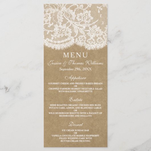 Menu Kraft & Lace Collection Modèles (Devant)