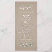 Menu Kraft Simple calligraphie rustique mariage de verd (Devant)