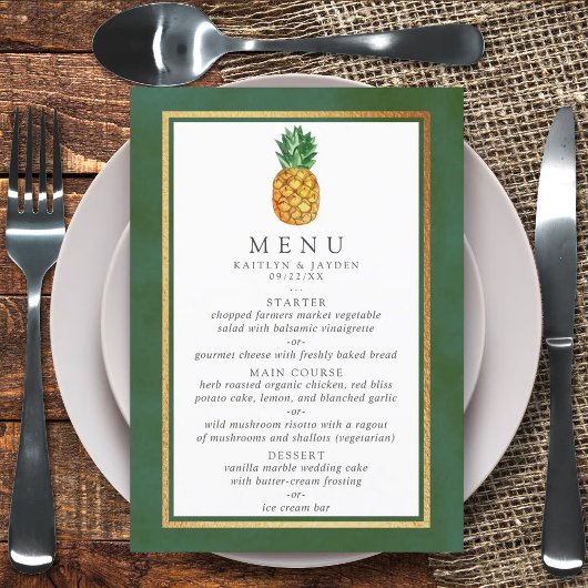 Menu La collection de Mariages d'ananas tropicaux