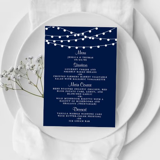 Menu La Collection Mariage Bleu Marine Lights