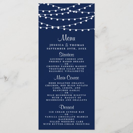 Menu La Collection Mariage Bleu Marine Lights (Devant)
