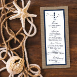 Menu La collection Mariage de Burlap du phare nautique<br><div class="desc">Célébrez dans le style avec ces cartes de menu mariages design et très tendance. Ce design est facile à personnaliser avec votre libellé d'événement spécial et vos invités seront ravis quand ils verront ces menus fabuleux.</div>