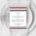 Menu La collection Mariage moderne Chevron - Rose & Nav<br><div class="desc">Simple mais élégante, la collection moderne chevron mariage est un design époustouflant avec un joli imprimé zig-zag de couleur rose, marine et blanche, parfait pour toute célébration mariage moderne. Ces cartes de menu peuvent être personnalisées pour votre occasion spéciale et feraient le menu parfait pour votre mariage, douche nuptiale, fête...</div>