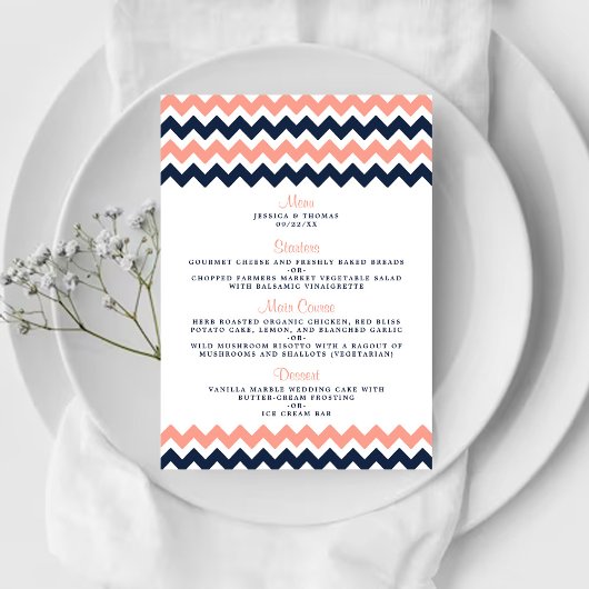 Menu La collection Mariage moderne Chevron - Rose & Nav